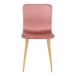 Modern Pink Velvet Upholstered Dining Chair with Oak Leg For Dining Room