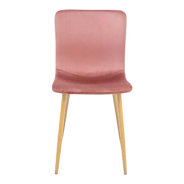 Modern Pink Velvet Upholstered Dining Chair with Oak Leg For Dining Room