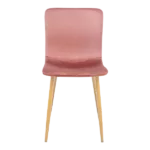 Modern Pink Velvet Upholstered Dining Chair with Oak Leg For Dining Room