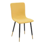 Modern Yellow Fleece Upholstered Dining Chair with Black Gold Leg For Dining Room