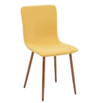 Modern Yellow Fleece Upholstered Dining Chair with Walnut Leg For Dining Room