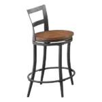 Set of 2 Casual Industrial Design Counter Height Chairs with Metal Frame and Swivel Seats For Dining Room
