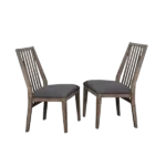 Modern Set of 2 Wooden Side Chairs with Padded Fabric Covered Seats For Dining Room
