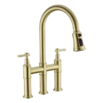 Brushed Gold Bridge Faucet with two handles