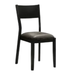 Modern Black and Gray Set of 2 Solid Wood Chairs with Leatherette Seats For Dining Room