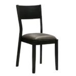 Modern Black and Gray Set of 2 Solid Wood Chairs with Leatherette Seats For Dining Room