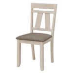 Modern Chalk Gray Set of 2 Solid Wood Slat Back Chairs with Upholstered Seats For Dining Room
