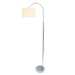 Brushed Nickel Arched Floor Lamp with White Shade