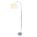 Brushed Nickel Arched Floor Lamp with White Shade