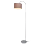 66 in. Brushed Nickel Arched Floor Lamp with Gray Fabric Shade