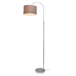66 in. Brushed Nickel Arched Floor Lamp with Gray Fabric Shade