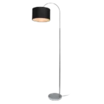 66 in. Brushed Nickel Arched Floor Lamp with Black Fabric Shade