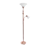 71 in. 2 Lights Rose Gold Floor Lamp with White Marble Glass Shade