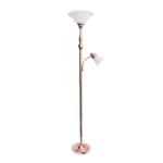 71 in. 2-Lights Brushed Nickel Floor Lamp with White Marble Glass Shade