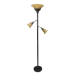 71 in. 3 Lights Restoration Bronze Floor Lamp with Scalloped Glass Shades
