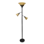 71 in. 3 Lights Restoration Bronze Floor Lamp with Scalloped Glass Shades