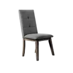 Modern Gray Set of 2 Solid Wood Dining Chairs with Fabric Seats For Dining Room