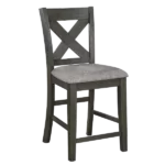 Modern Gray Set of 2 Solid Wood Chairs with Upholstered Seats, X-Back Design For Dinning Room