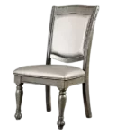 Modern Gray Set of 2 Solid Wood Chairs With Leatherette Cushion Seats For Dining Room