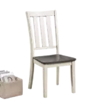 Modern Antique White and Gray Set of 2 Solid Wood Chairs With Dual Tone Design For Dining Room