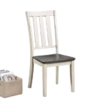 Modern Antique White and Gray Set of 2 Solid Wood Chairs With Dual Tone Design For Dining Room