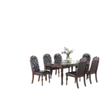 Modern Brown Set of 2 Solid Wood Chairs with Cushion Upholstered Seat And Tufted Back For Dinning Room