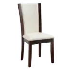 Modern Dark Cherry Set of 2 Solid Wood Chairs With White Leatherette Cushion Seats For Dining Room