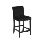 Modern Black Set of 2 Solid Wood Chairs With Upholstery Fabric, Nail Head Trim For Dining Room