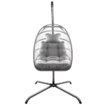 Sturdy Metal Swing Egg Chair with Comfortable Cushions, Headrest and Foldable Design