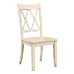 Antique White Set of 2  Solid Wood Chairs with Pine Veneer Double-X Back Design For Dinning Room