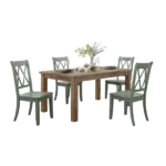 Modern Teal Set of 2  Solid Wood Chairs with Pine Veneer Double-X Back Design For Dinning Room