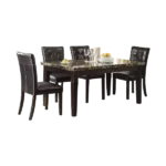 Modern Espresso Set of 2 Solid Wood Chairs with Button-Tufted Faux Leather Seat For Dining Room