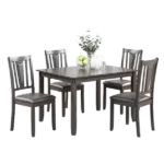 Modern Grey Finish 5pc Dining Set Rectangular Wooden Top Table With 4 Upholstered Cushion Chairs For Dining room