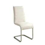 Modern Set of 2  White Padded Leatherette Chairs with Metal Chrome Legs For Dining Room