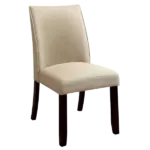Modern Espresso Set of 2 Solid Wood Dining Chair With Ivory Fabric Cushioned Seats For Dining Room
