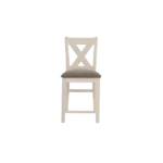Modern Cream White Set of 2 Solid Wood Chairs with X-Back Design Cushion Seat For Dining Room