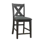 Modern Grey Set of 2 Solid Wood Chairs with X-Back Design Cushion Seat For Dining Room