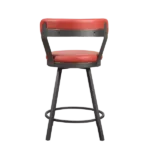 Modern Black 2pc Metal Base Chairs With Red Faux Leather Seat For Dining Room