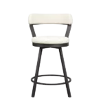 Modern Black 2pc Metal Base Chairs With White Faux Leather Seat For Dining Room