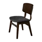 Modern Walnut Finish Set of 2 Solid wood Chairs with Padded Fabric Seat and Curved Back For Dining Room