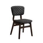 Modern Black Set of 2 Solid Wood Chairs With Padded Fabric Seat For Dining Room