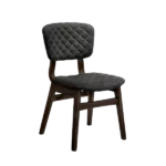 Modern Black Set of 2 Solid Wood Chairs With Padded Fabric Seat For Dining Room