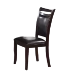 Modern Dark Brown Set of 2 Solid Wood Chairs With Padded Faux Leather Seat For Dining Room