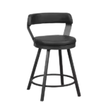 Modern Black 2pc Metal Base Chairs with Black Faux Leather Seat For Dining Room