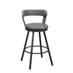 Modern Grey 2pc Metal Base Chairs with Grey Faux Leather Seat For Dining Room