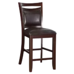 Modern Dark Brown Set of 2 Solid Wood Chairs With Padded Faux Leather Seat For Dining Room