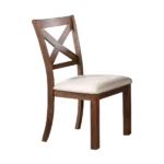 Modern Natural Brown Set of 2 Solid Wood Side Chairs with Unique X-Back Design For Dining Room