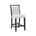 Modern Gray 2pc Solid Wood Dining Chair Stools Padded Fabric Upholstered Seats With Black Finish For Dining Room