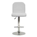Modern Set of 2 Adjustable White Faux Leather Bar stool Chair with Clean Lines Seat and Chrome Base For Dining Room
