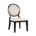 Modern Espresso and Ivory Set of 2 Side Dining Chairs with Polyester Round Curved Backrest For Dining Room